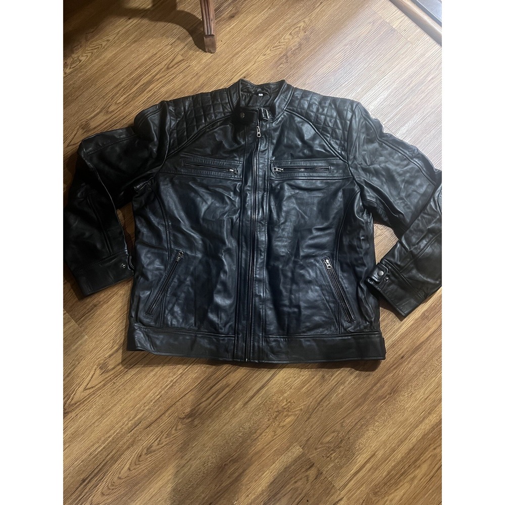 Men's Artistry Black‎ Genuine Lambskin Leather Motorcycle Biker Jacket